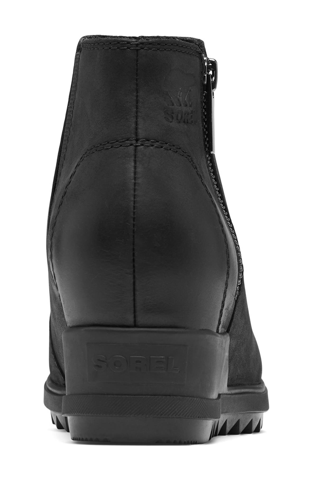 SOREL Evie Leather Zip Wedge Bootie, Alternate, color, 
