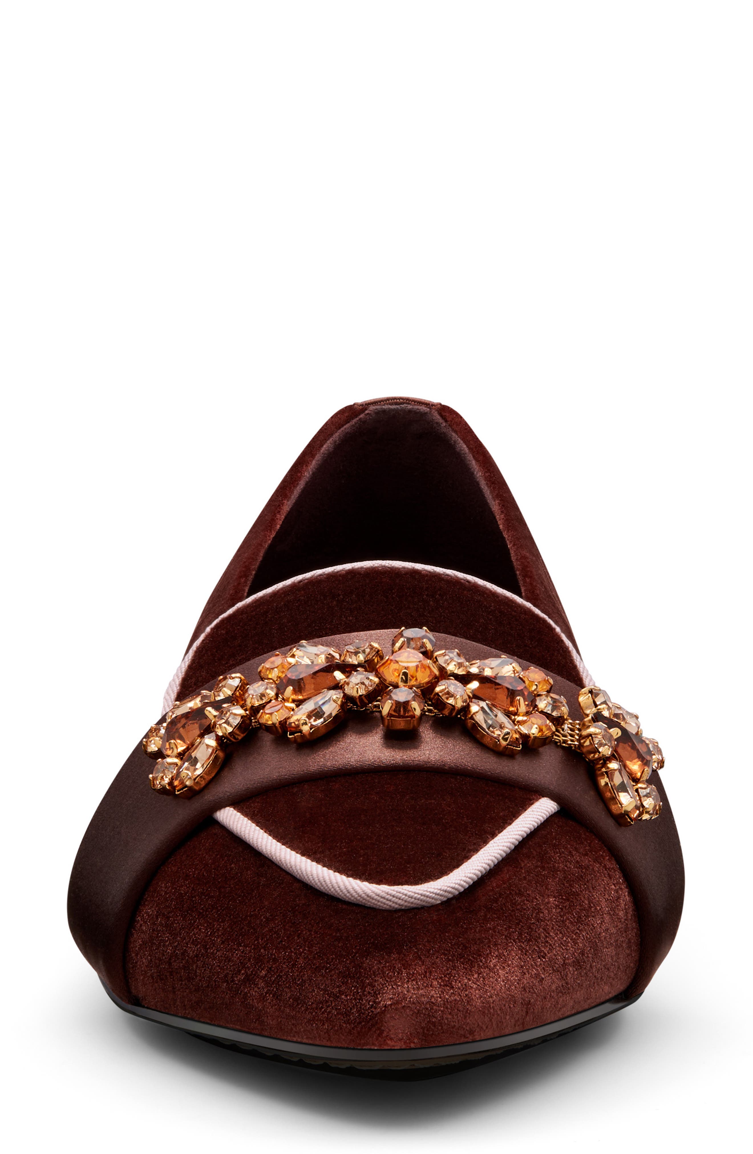 The Sparrow Loafer Velvet Jewel, Alternate, color, BRANDY JEWELED VELVET