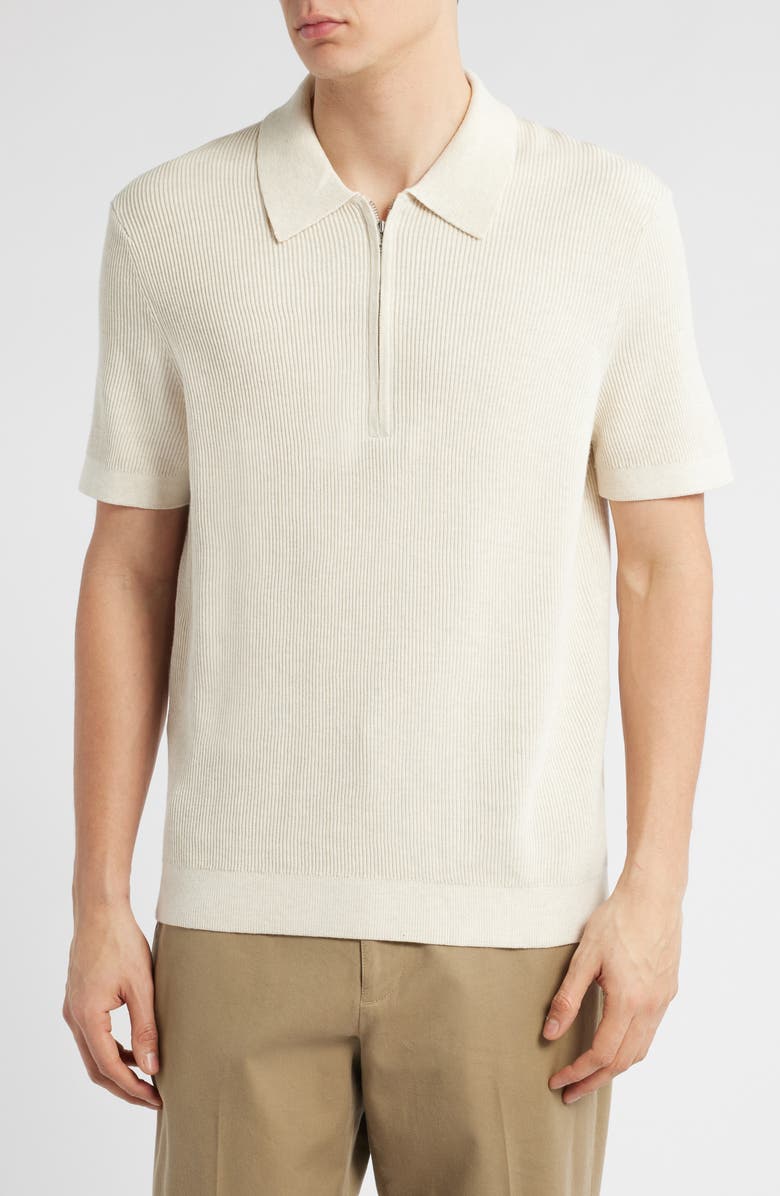 NN07 Hansie 6600 Organic Cotton Quarter Zip Sweater Polo, Main, color, Ivory