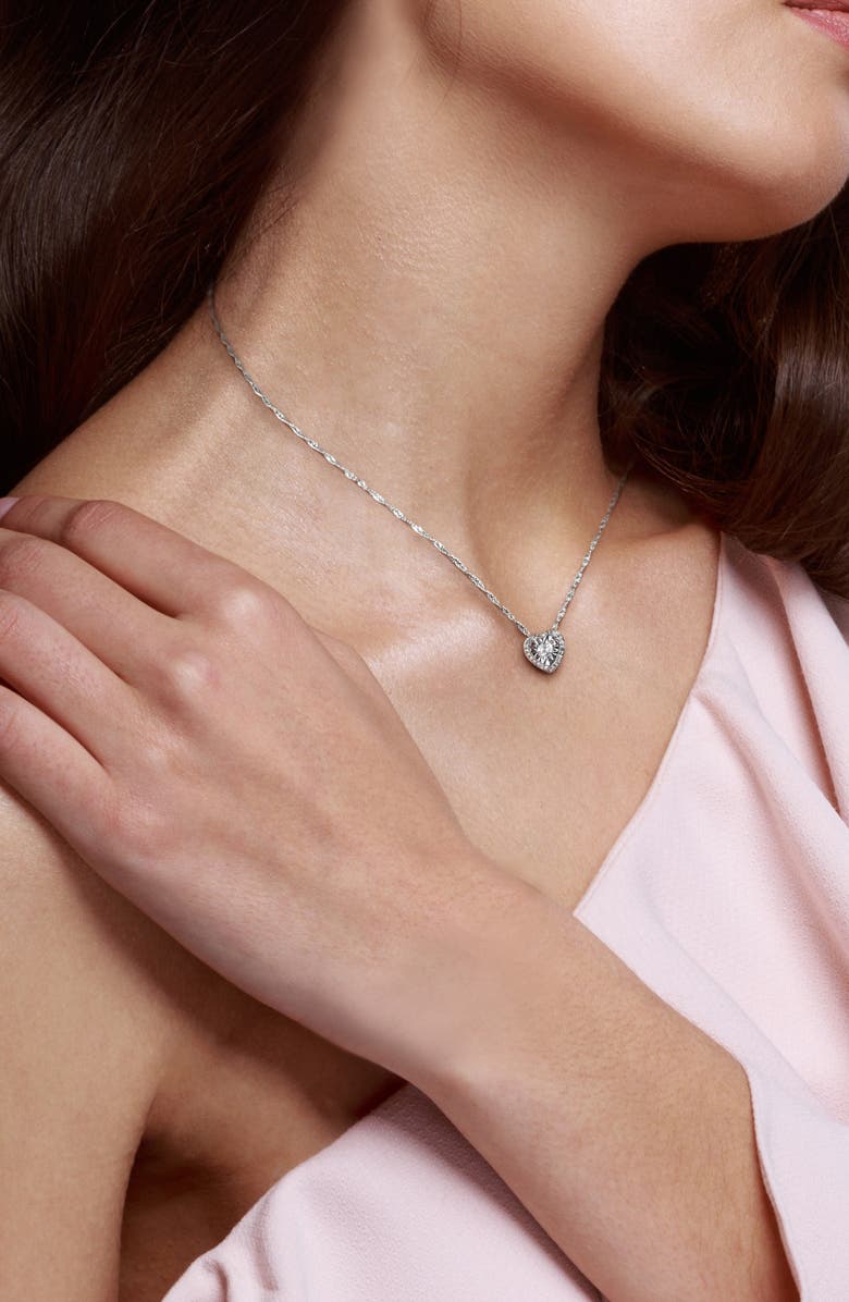 DELMAR Heart & Round Diamond Pendant Necklace - 0.25ct., Alternate, color, Silver