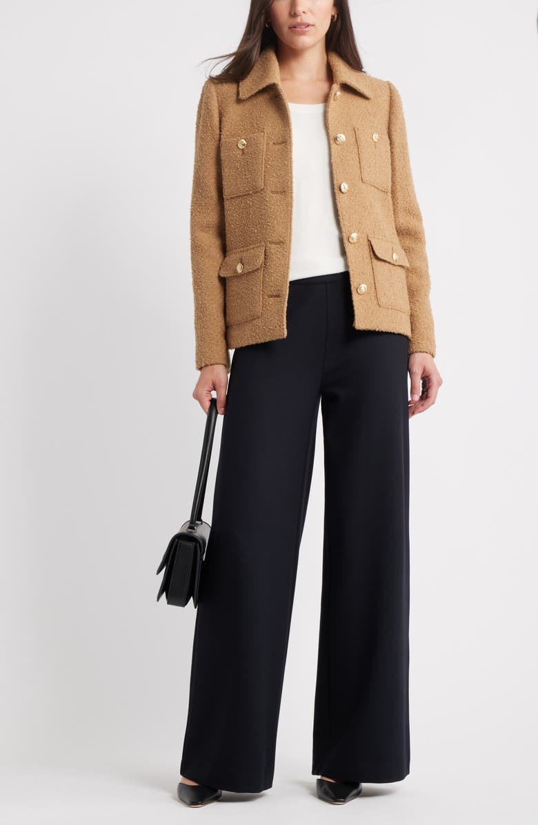 Caslon<sup>®</sup> High Waist Wide Leg Ponte Pants, Alternate, color, Black