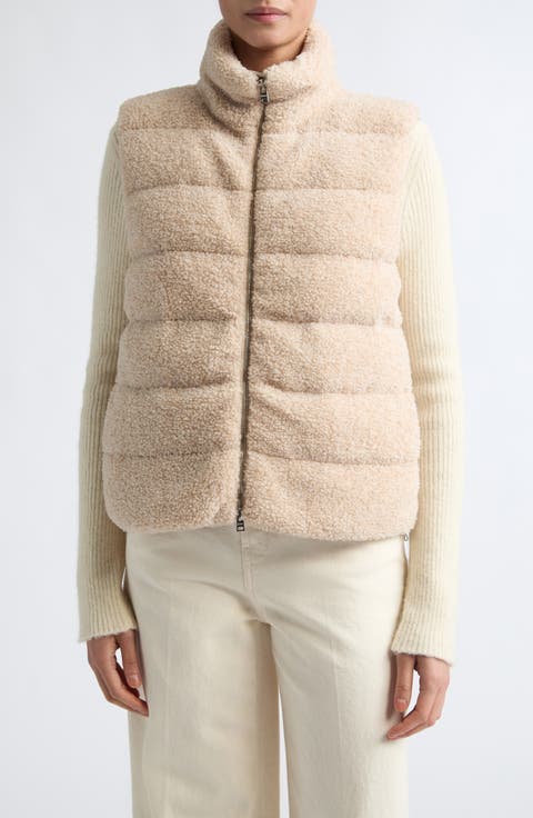 Mixed Media Wool Rib & Curly Fleece Cardigan
