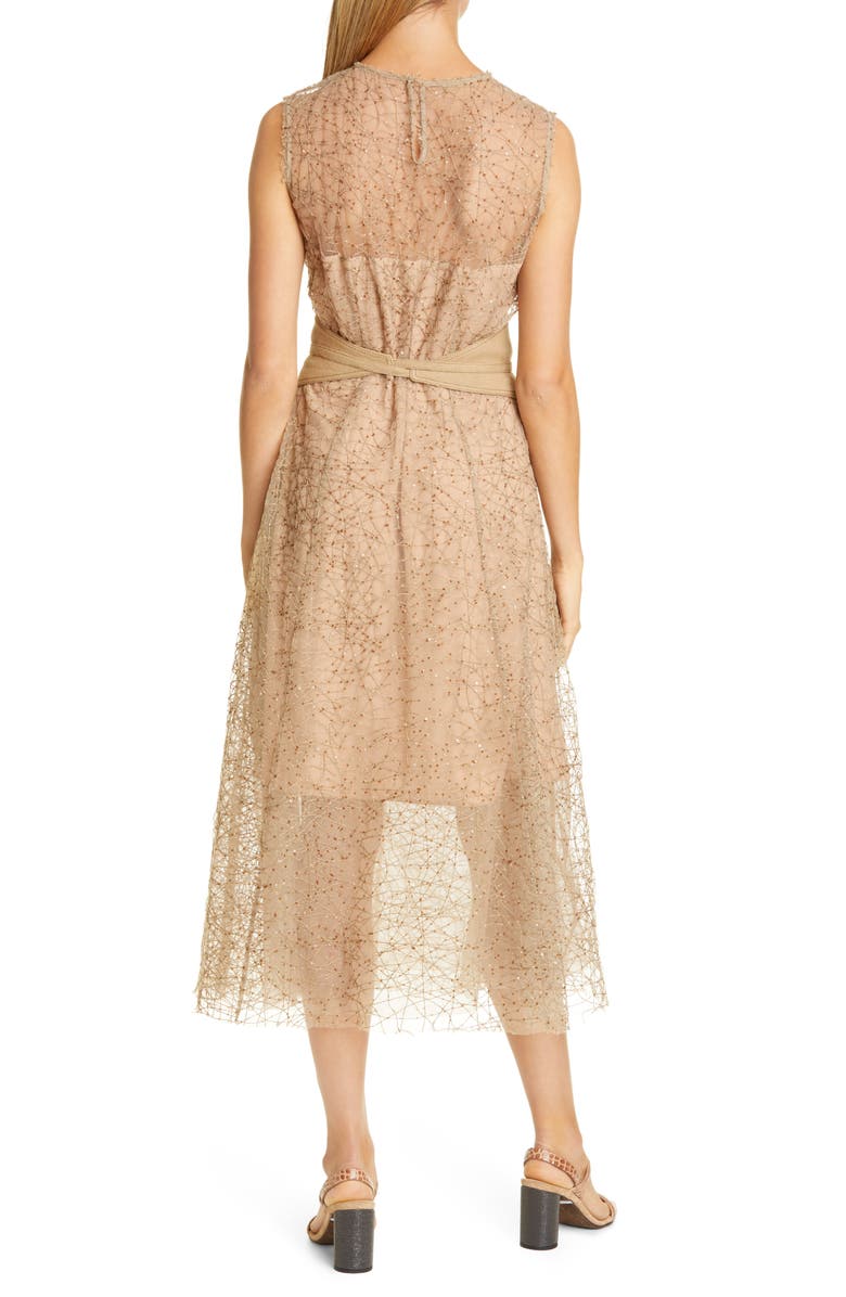 Brunello Cucinelli Sequin Tulle Midi Dress, Alternate, color,