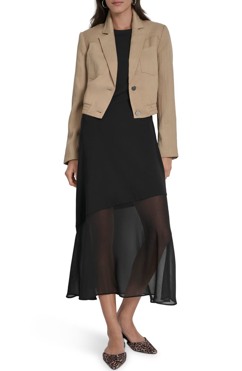 DKNY Crop Blazer, Alternate, color, Travertine