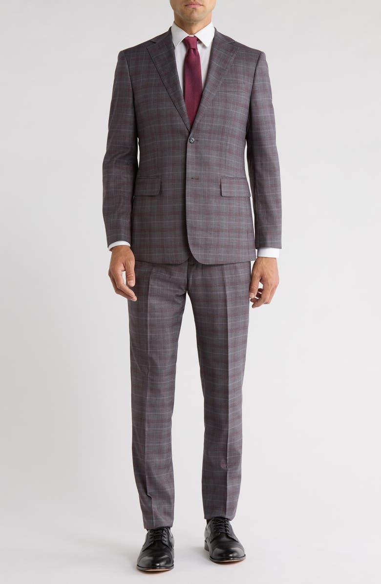 English Laundry Trim Fit Plaid Two-Piece Suit, Main, color, Gray