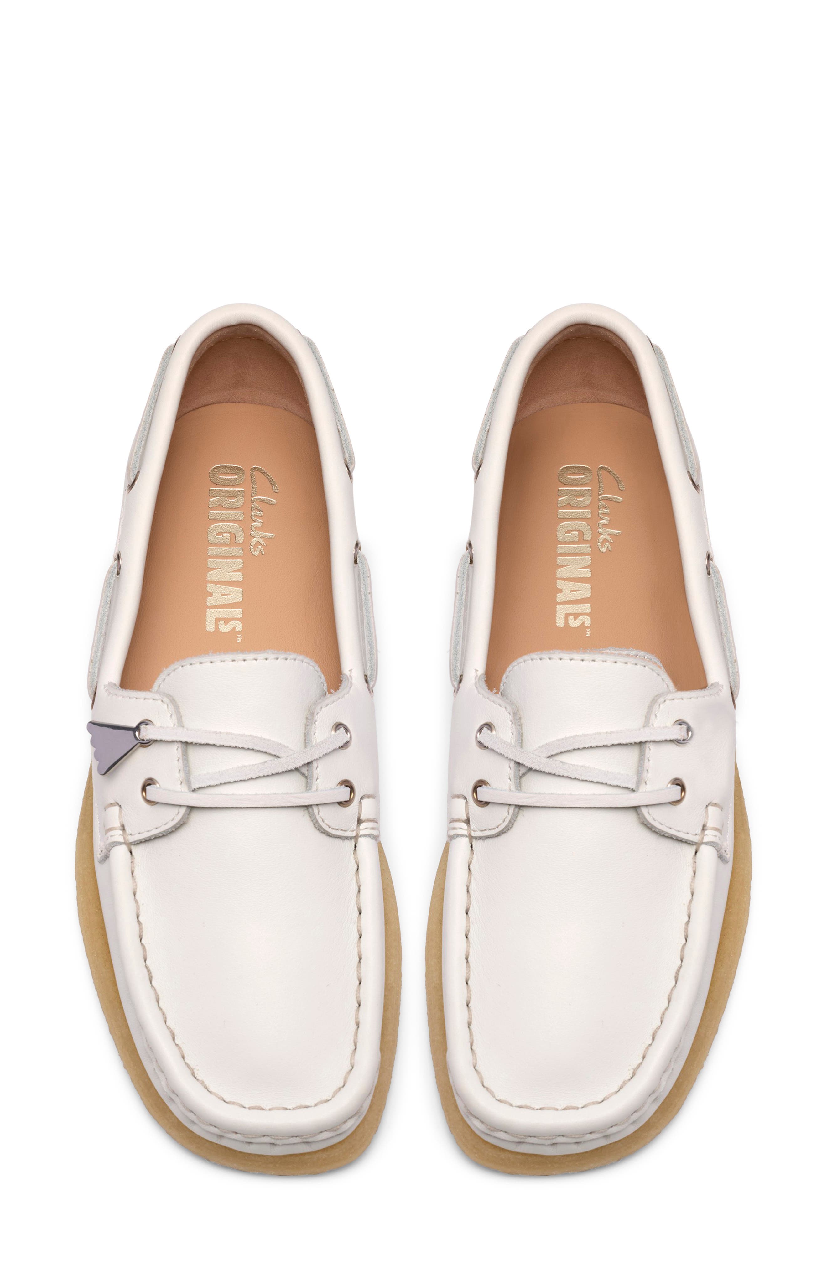 Clarks<sup>®</sup> Originals Godney Boat Moc Toe Loafer, Alternate, color, White Grain Leather