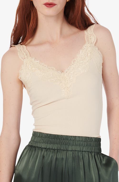 Shop Cami Nyc Lani Lace Trim Rib Tank Top In Bone