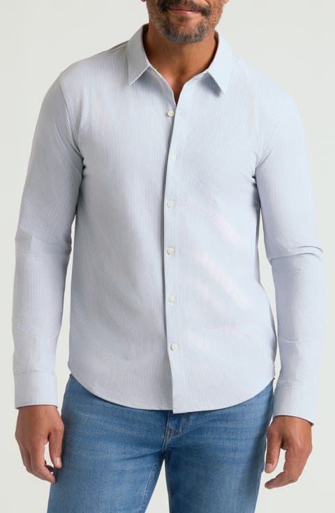 Stripe Stretch Oxford Performance Button-Up Shirt