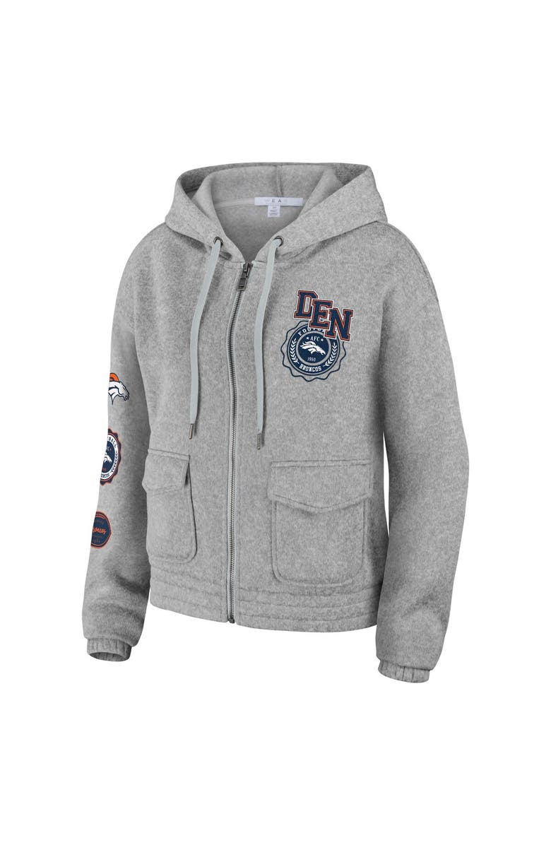 WEAR by Erin Andrews Women's WEAR by Erin Andrews Heather Gray Denver Broncos Full-Zip Hoodie, Alternate, color, 