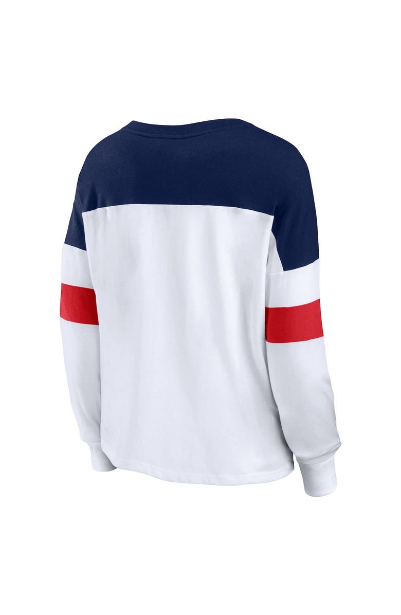 FANATICS Women's Fanatics Branded White/Navy New England Patriots Even Match Lightweight Lace-Up Long Sleeve Top, Alternate, color, 