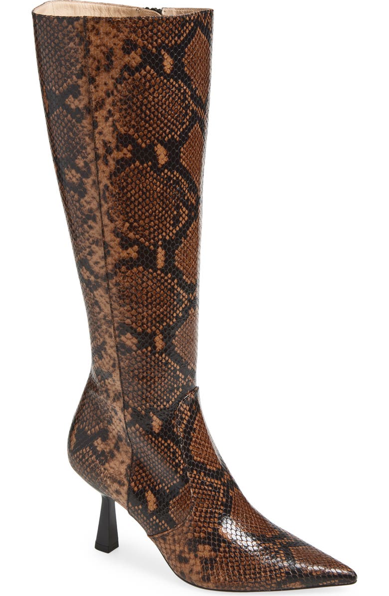 Stuart Weitzman Stuart Supersculpt Pointy Toe Knee High Boot 75, Main, color, Espresso Snake