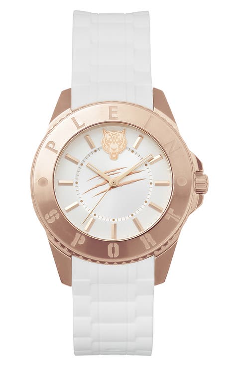 Glam Silicone Strap Watch, 40mm