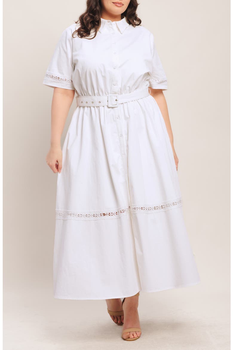 Cotton Belted Shirtdress, Alternate, color, WHITE