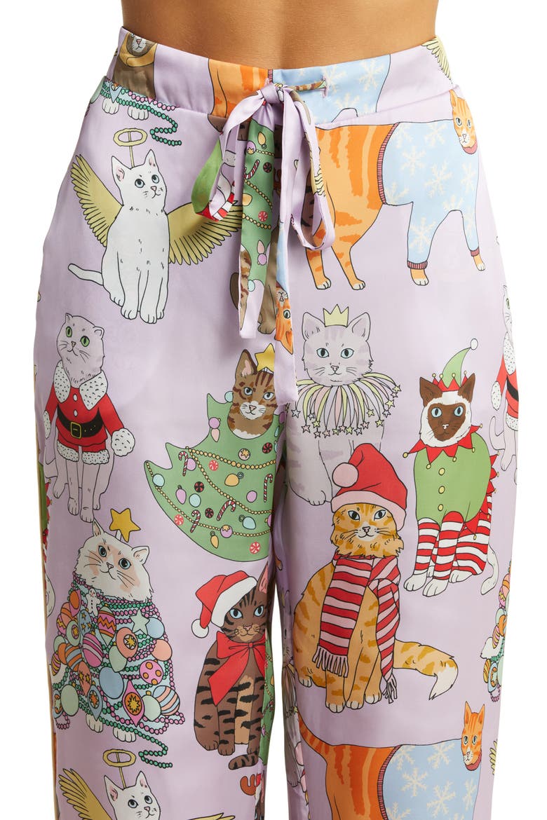 Christmas Cats Recycled Polyester Pajamas, Alternate, color, LILAC