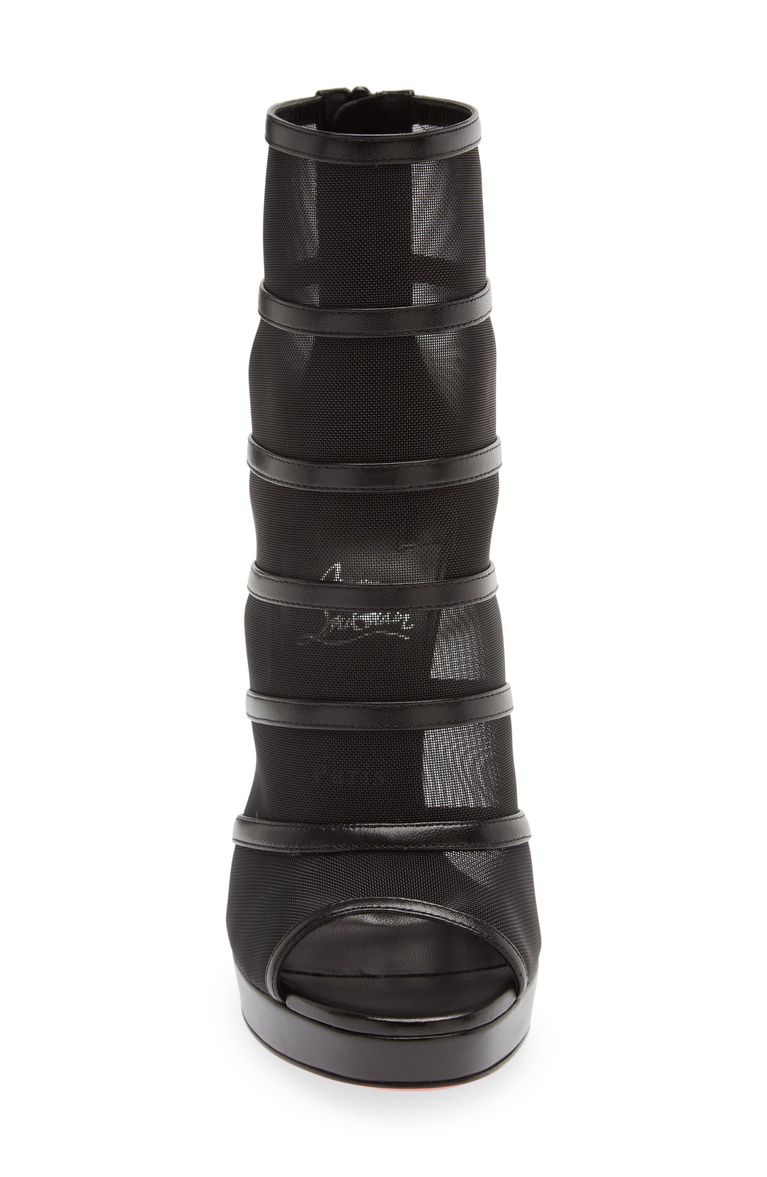 Christian Louboutin Doux Voile Mesh Peep Toe Bootie, Alternate, color, 