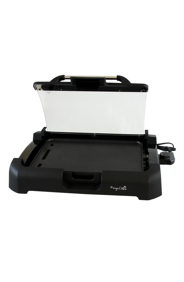 Megachef Reversible Indoor Grill and Griddle with Removable Glass Lid, Alternate, color, Black