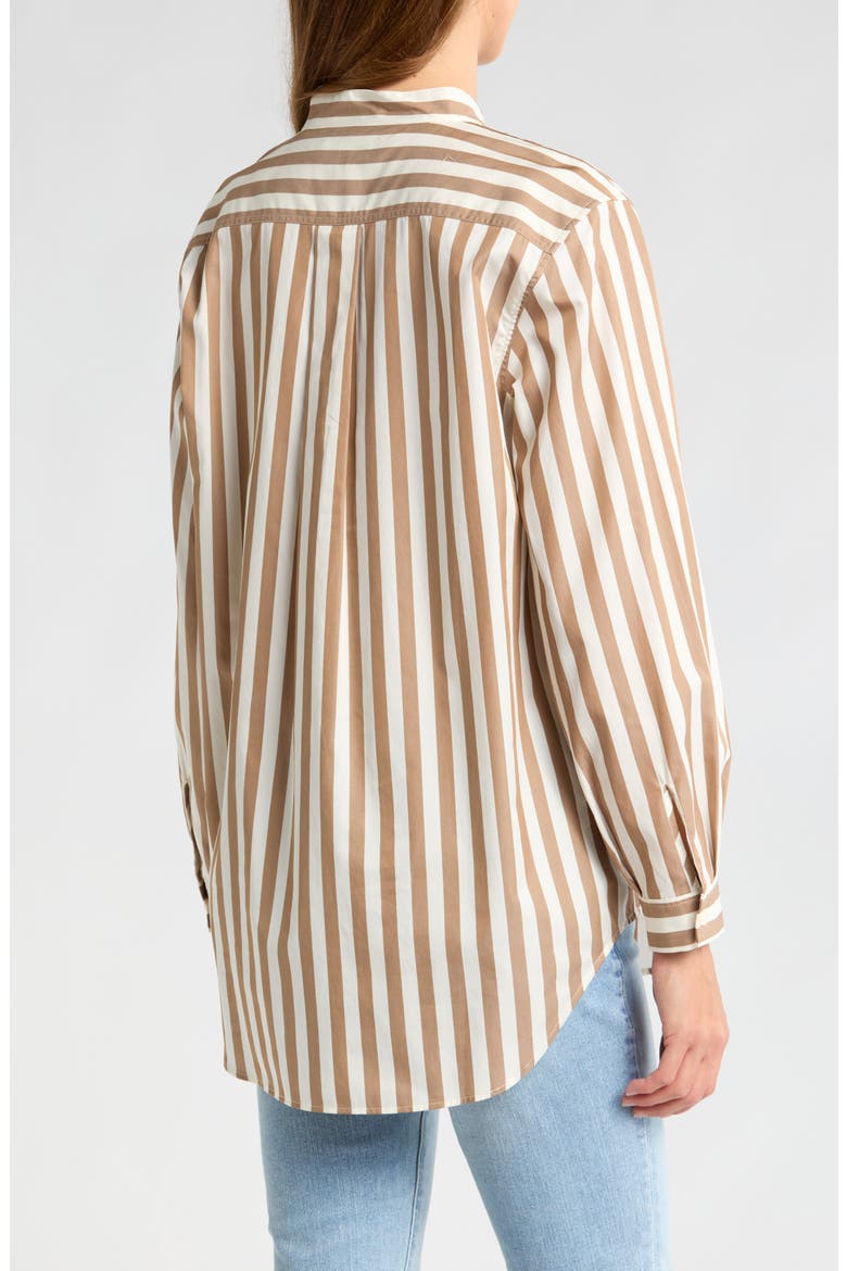 Stripe Pocket Button-Up Tunic Shirt, Alternate, color, MOCHA MULTI