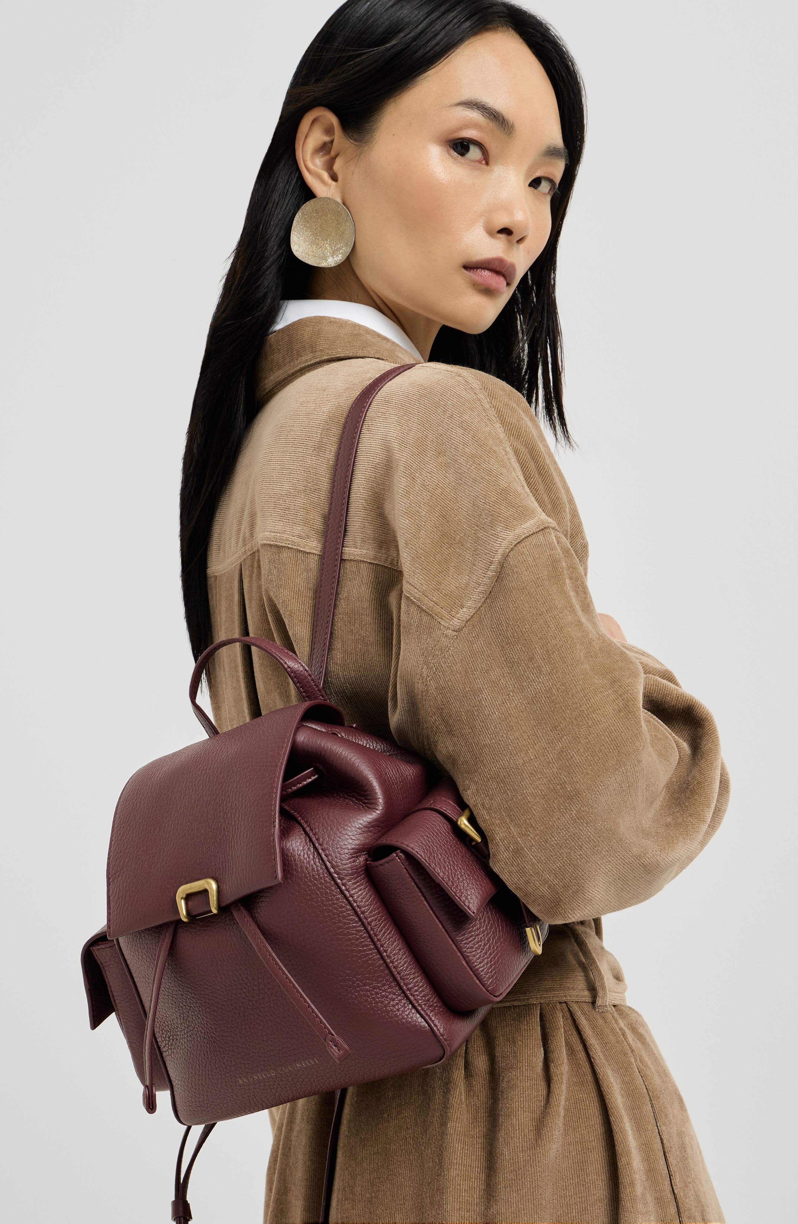 Deerskin sartorial backpack, Alternate, color, Burgundy