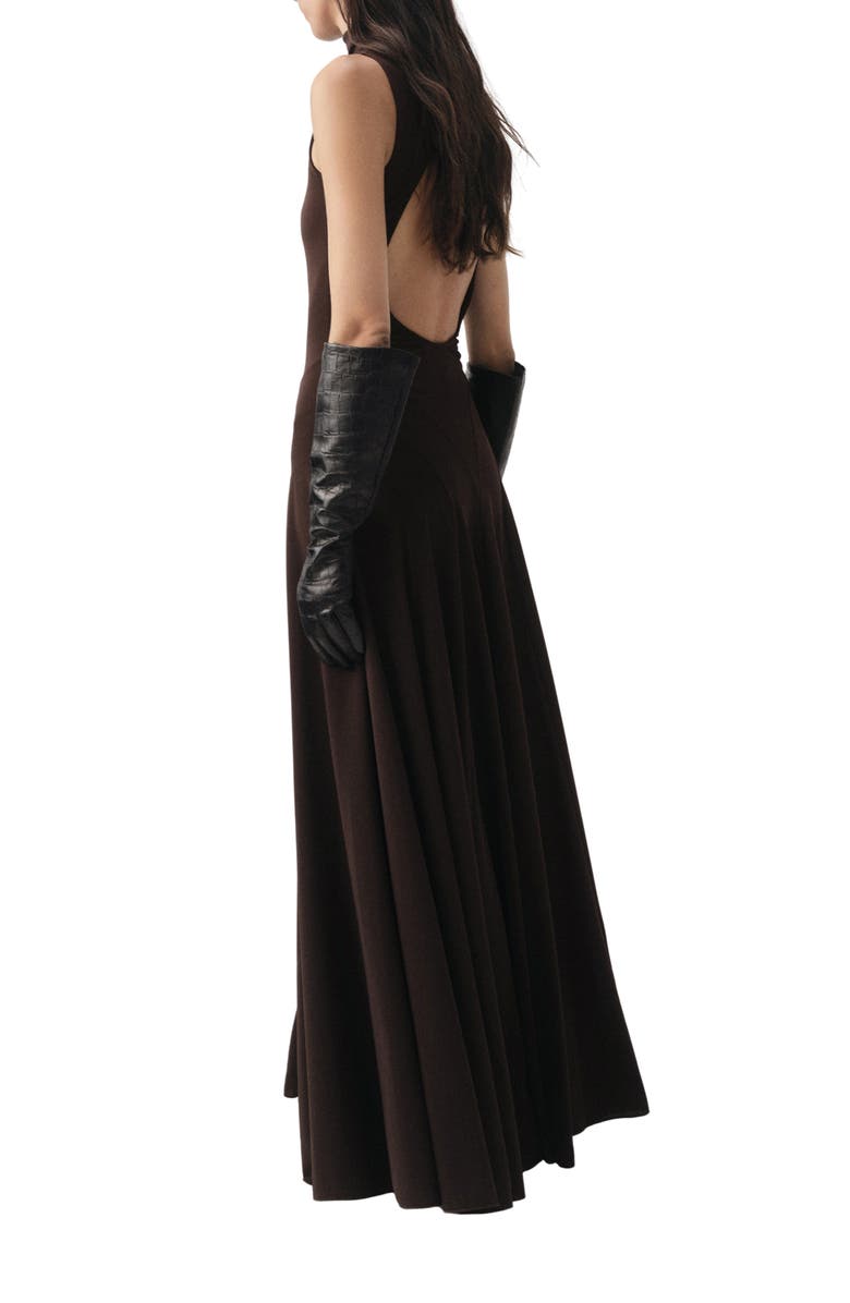 MANGO Selection Godet Sleeveless Maxi Dress, Alternate, color, Brown