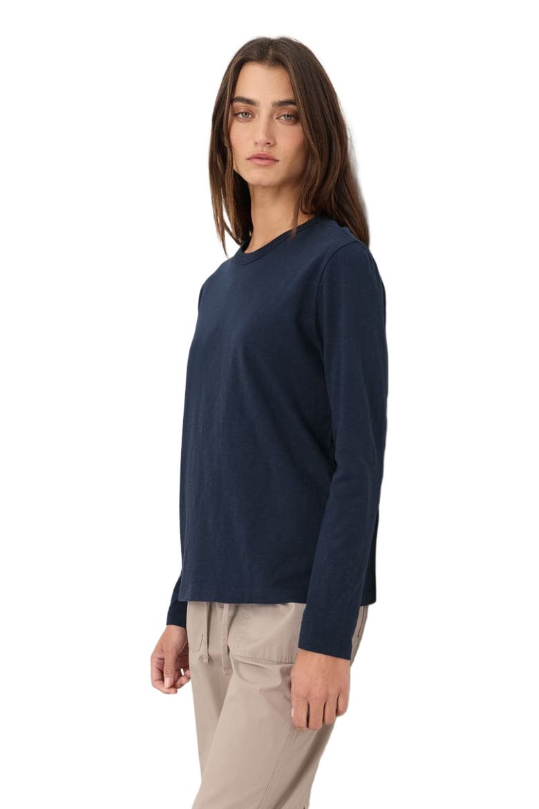 Organic Cotton Soft-Slub Essential Crewneck Long Sleeve Tee, Alternate, color, Navy
