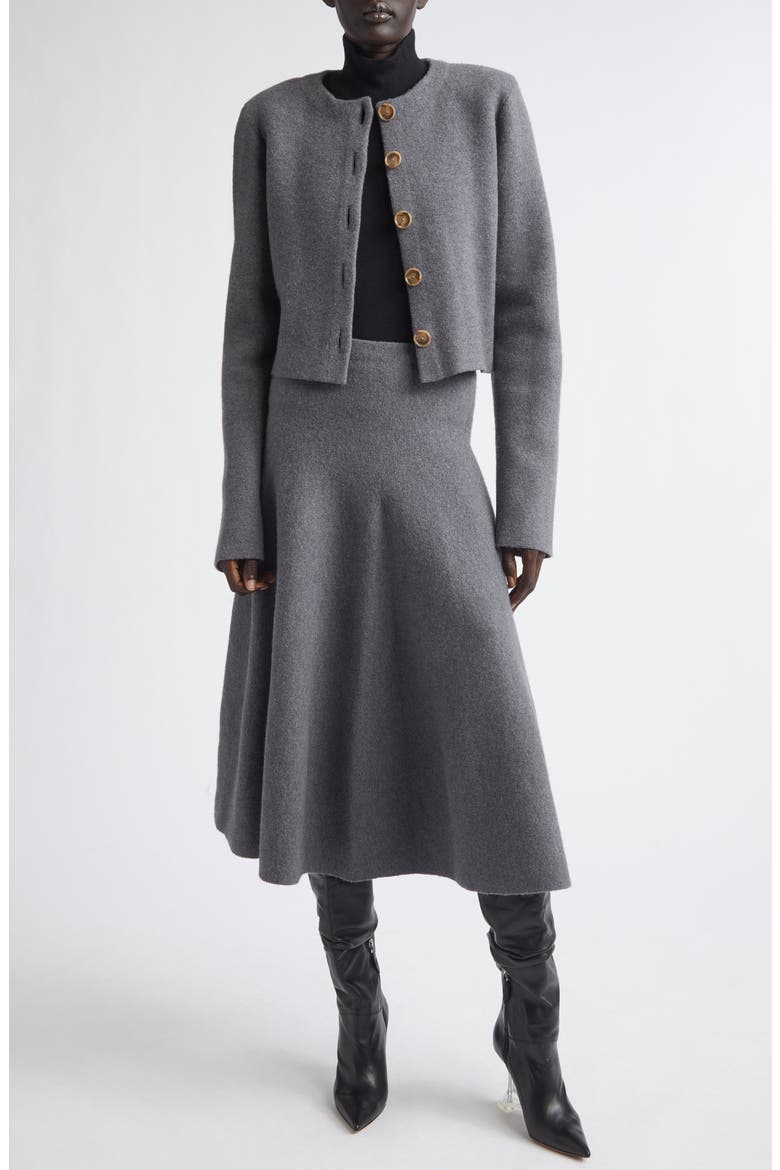 The Miller Structured Virgin Wool Knit Skirt, Alternate, color, HEATHER GREY