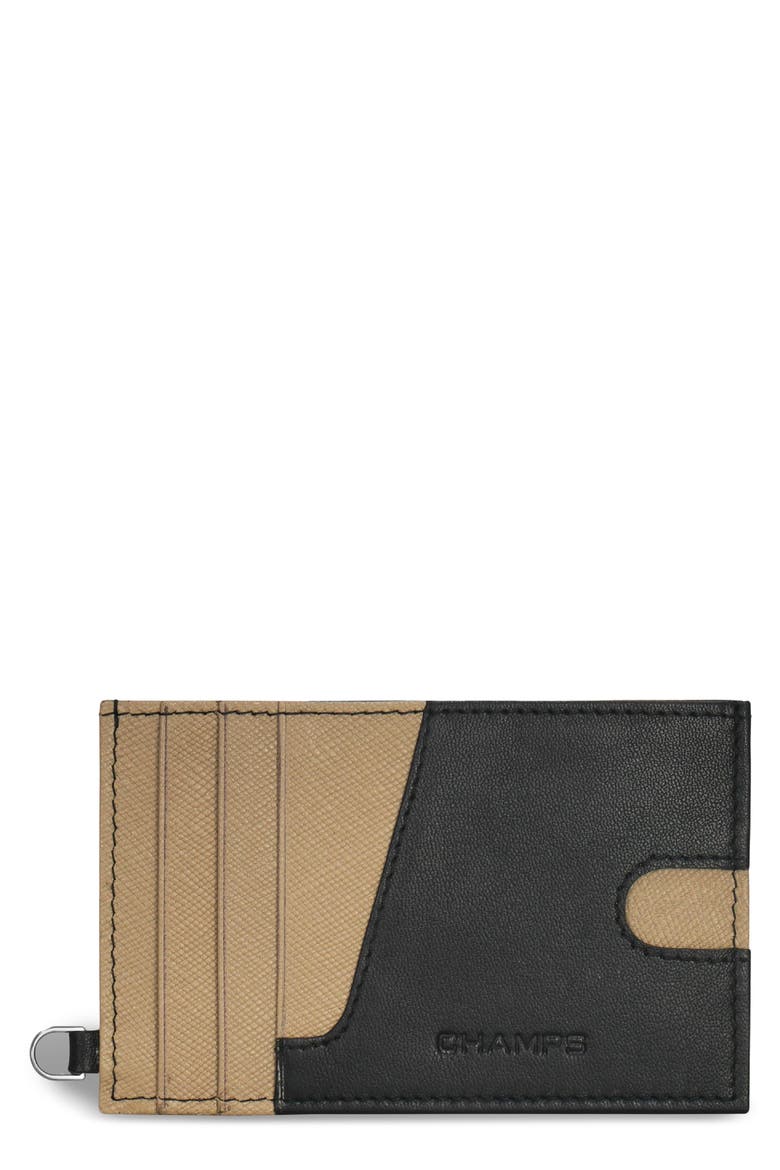 Iconic Leather Card Case, Main, color, BLACK/ IVORY