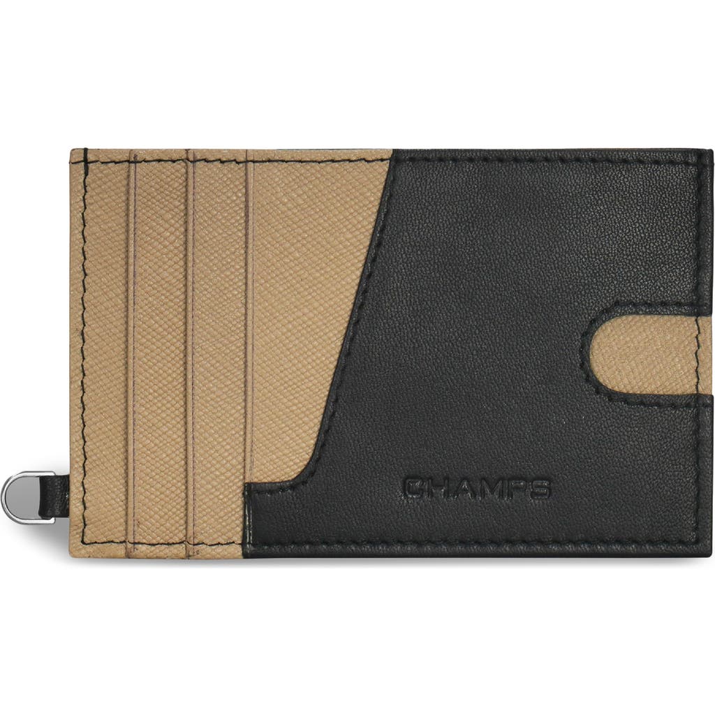 Champs Iconic Leather Card Case In Black/ivory
