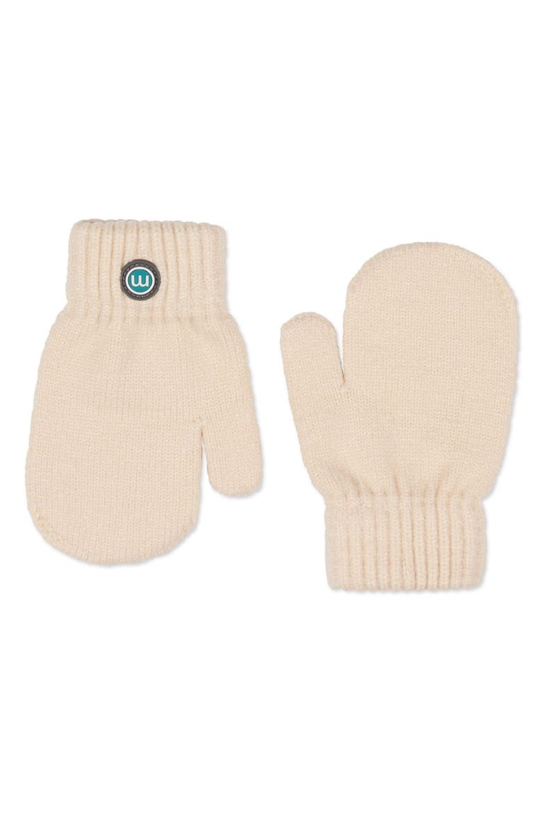 Kids Cozy Rayon-Blend Basic Ribbed Knit Mittens, Main, color, Ivory
