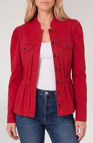 Liverpool Los Angeles Puff Sleeve Ruffle Trim Trucker Jacket