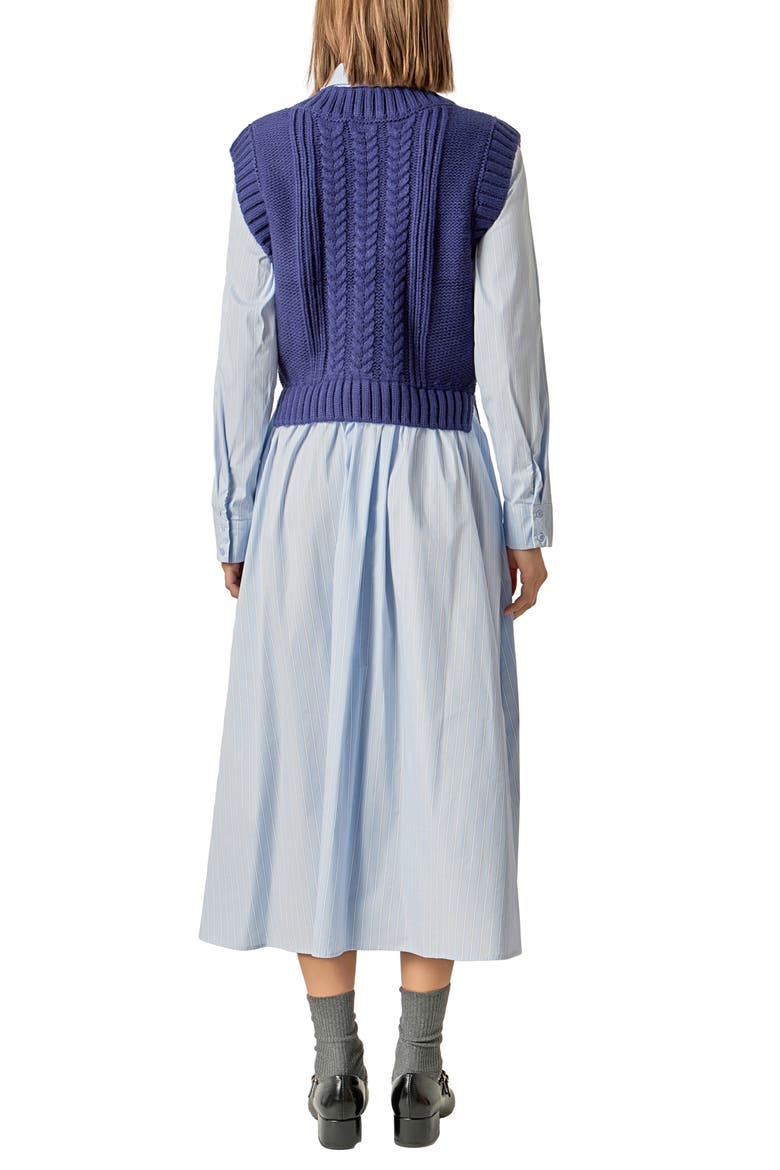 Vest Mixed Media Maxi Shirtdress, Alternate, color, DARK NAVY