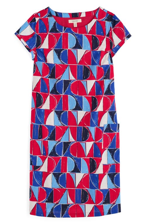 Shop Seasalt Cornwall River Cove Print Shift Dress In Sail Geo Scarlet