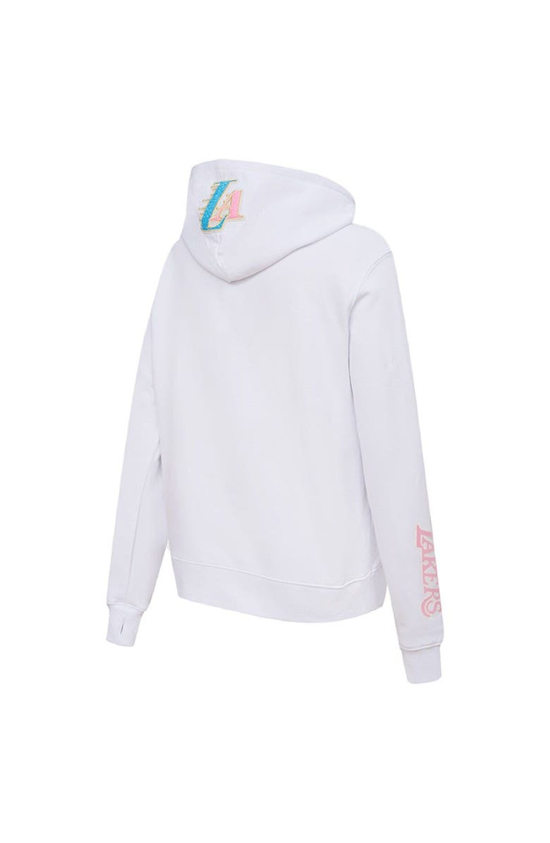 PRO STANDARD Women's Pro Standard  White Los Angeles Lakers Washed Neon Pullover Hoodie, Alternate, color, 