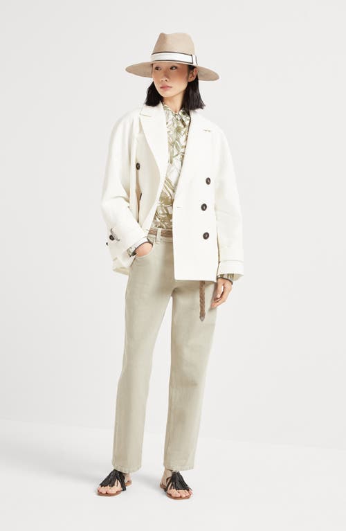 Brunello Cucinelli Beige Twill Loose Trousers In Khaki