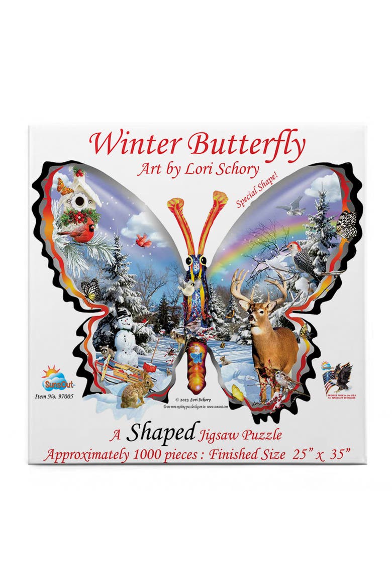 Winter Butterfly 1000 piece Jigsaw Puzzle for Adults Special Shape, Alternate, color, Multicolor