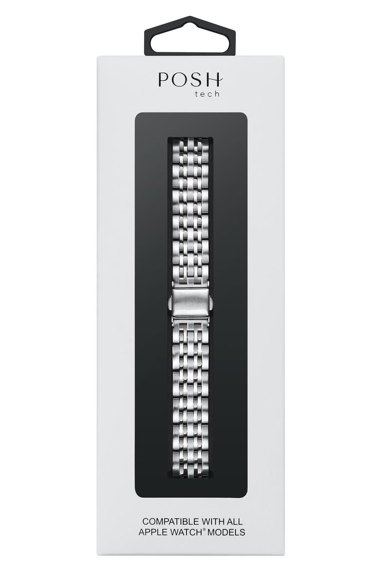 Rainey Skinny Stainless Steel Apple Watch® Watchband, Alternate, color, SILVER