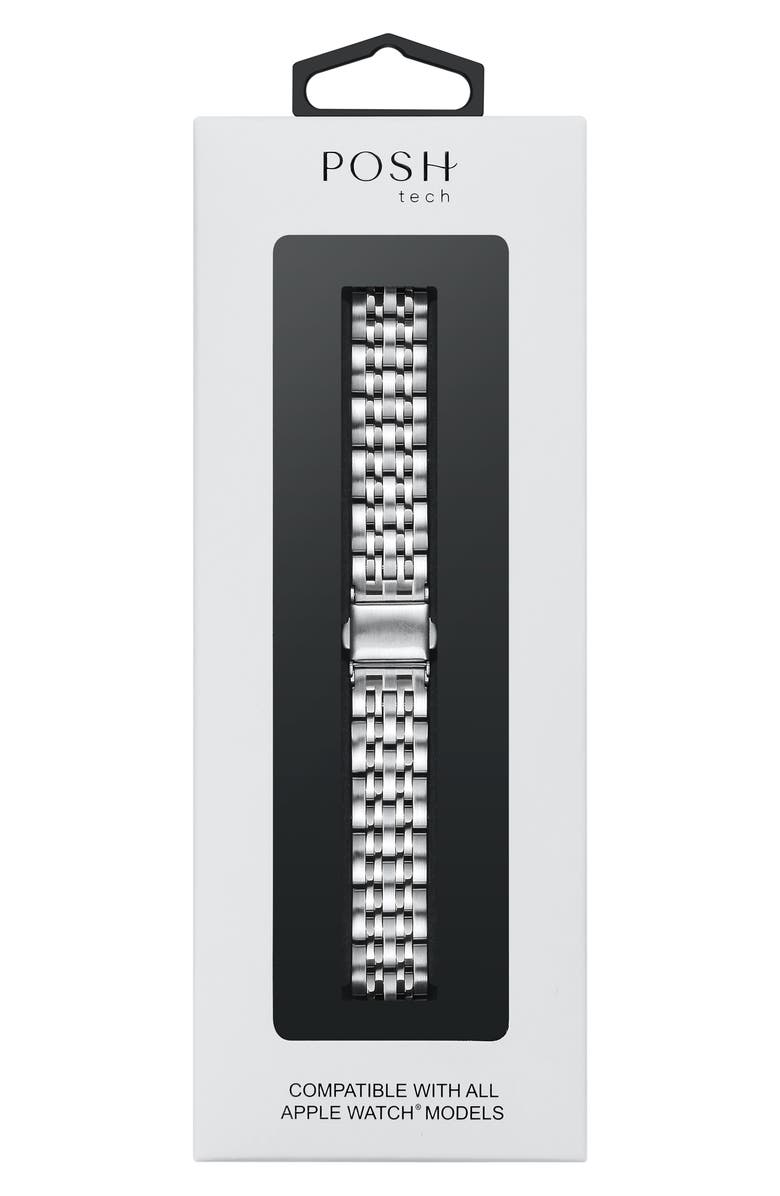 The Posh Tech Rainey Skinny Stainless Steel Apple Watch<sup>®</sup> Watchband, Alternate, color, Silver