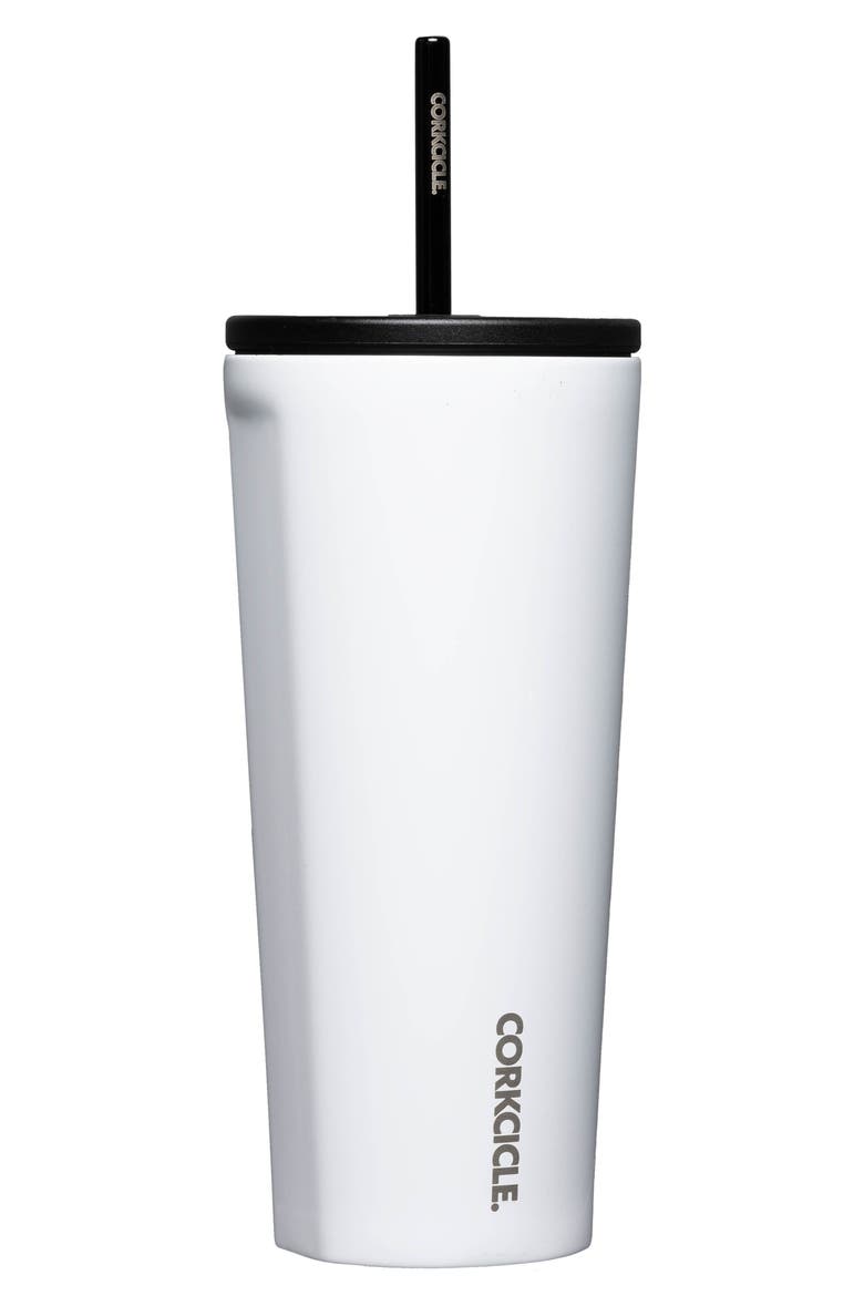 24-Ounce Insulated Cup with Straw, Alternate, color, GLOSS WHITE