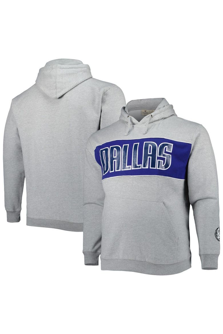 Men's Fanatics Branded Heather Gray Dallas Mavericks Big & Tall Wordmark Pullover Hoodie, Main, color, Heather Gray