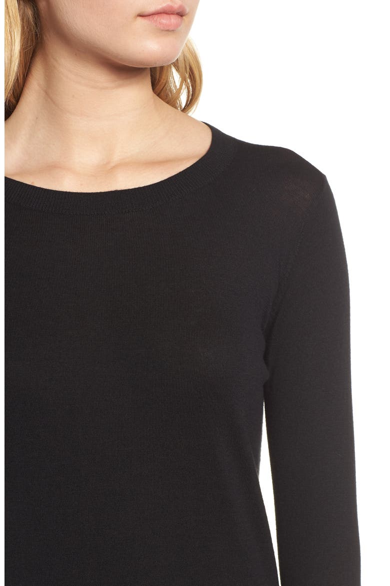 Back Button Crewneck Sweater, Alternate, color, BLACK