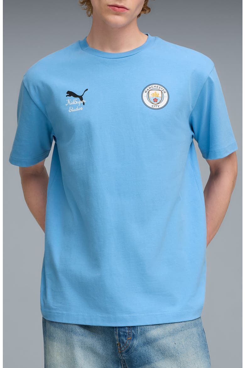 KidSuper MCFC Cotton Graphic T-Shirt, Main, color, TEAM LIGHT BLUE-PUMA BLACK