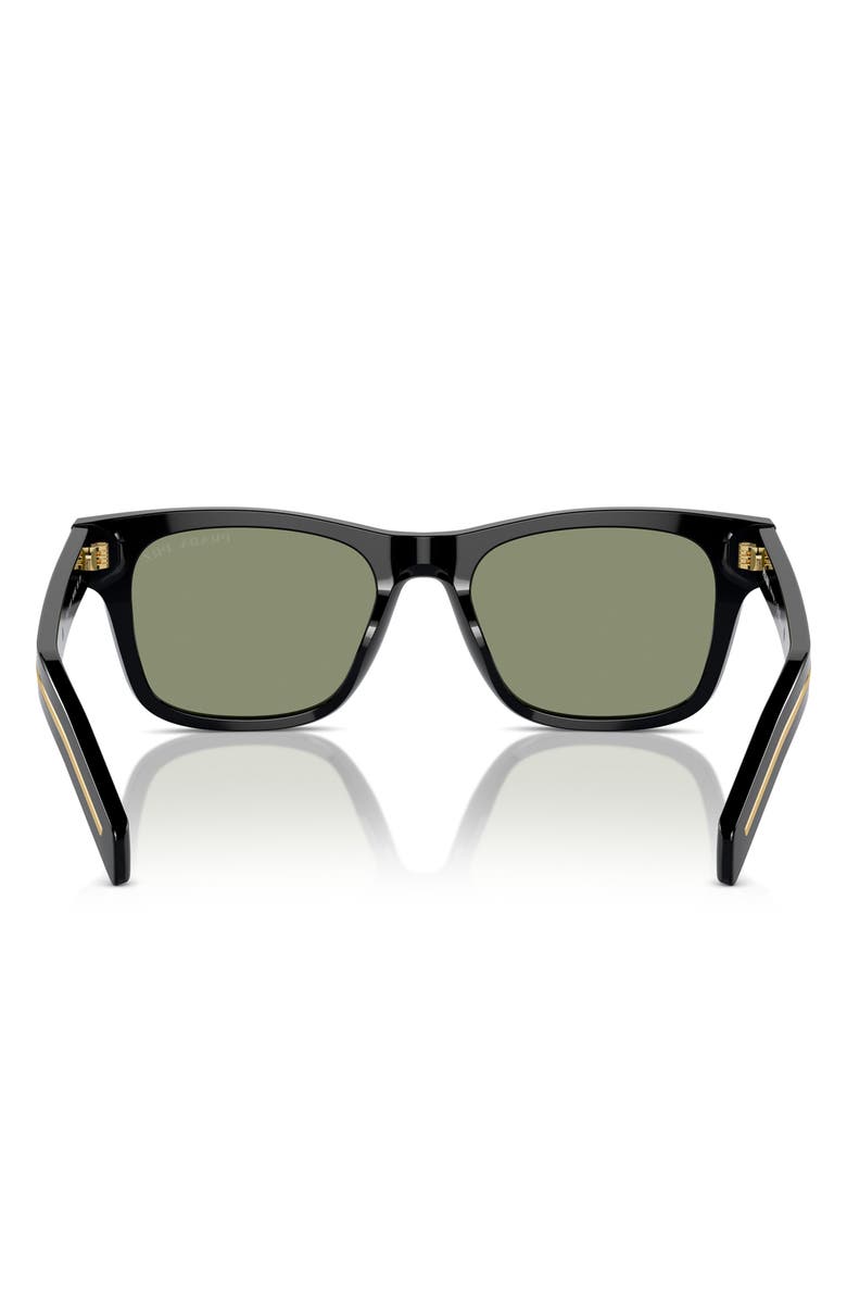 Prada 54mm Polarized Rectangular Sunglasses, Alternate, color, Black