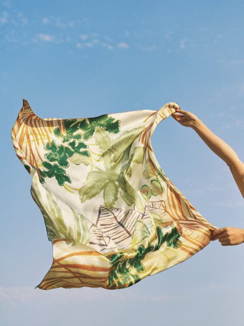 Lost Pattern Nyc Little Dix Bay Large Silk Scarf In Multi