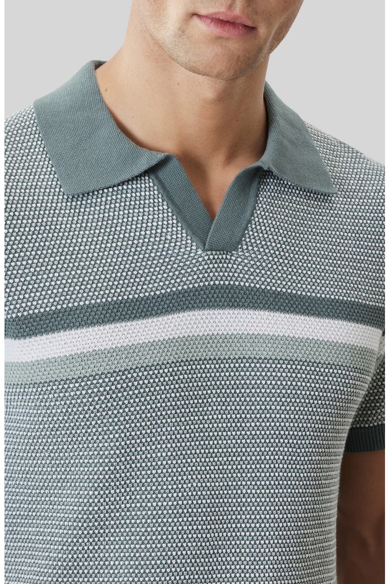 Rourke Placed Stripe Cotton Polo Sweater, Alternate, color, OLIVE DUST
