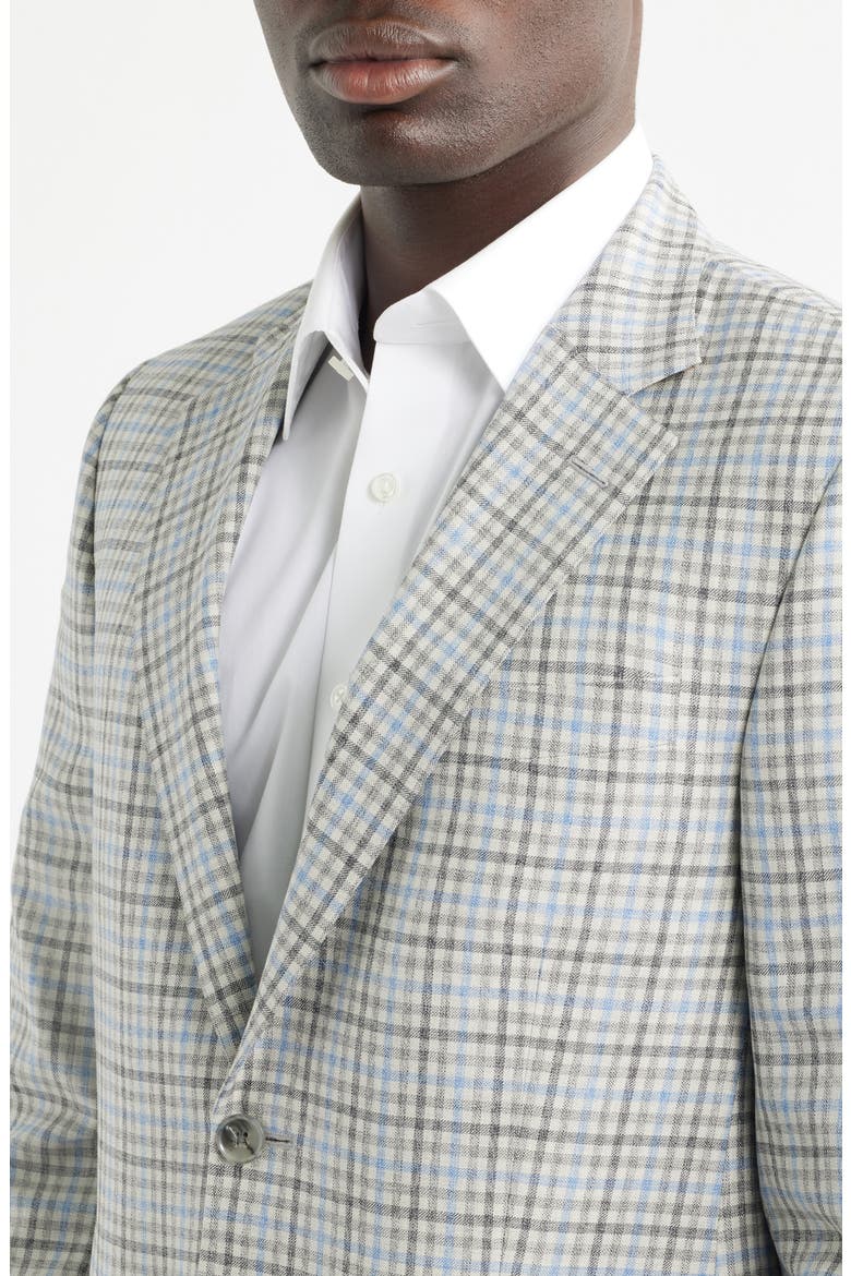 Flynn Classic Fit Grey & Brown Check Wool Sport Coat, Alternate, color, LIGHT GREY