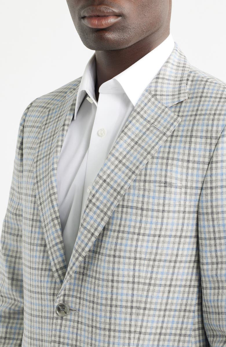 Peter Millar Flynn Classic Fit Grey & Brown Check Wool Sport Coat, Alternate, color, Light Grey