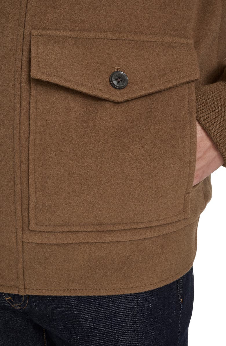 Cole Haan Signature Stand Collar Wool Blend Bomber Jacket, Alternate, color, Camel