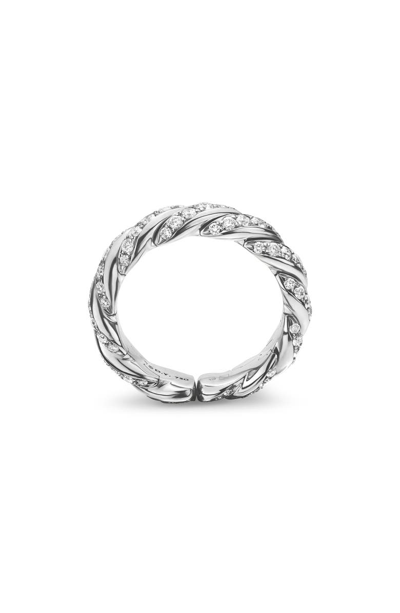 David Yurman Pavé Flex Band Ring with Diamonds and 18K White Gold, Alternate, color, Silver