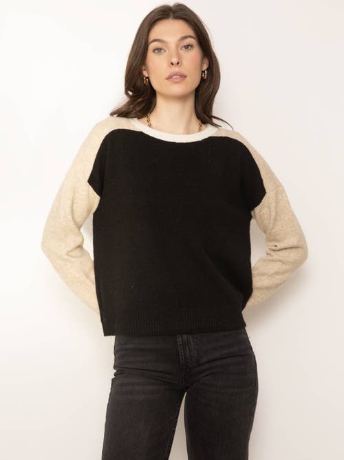Central Park West Deacon Blocked Crewneck In Blk Combo
