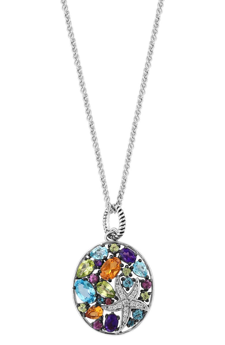 EFFY Sterling Silver Semprecious Stone & Diamond Pendant Necklace, Alternate, color,