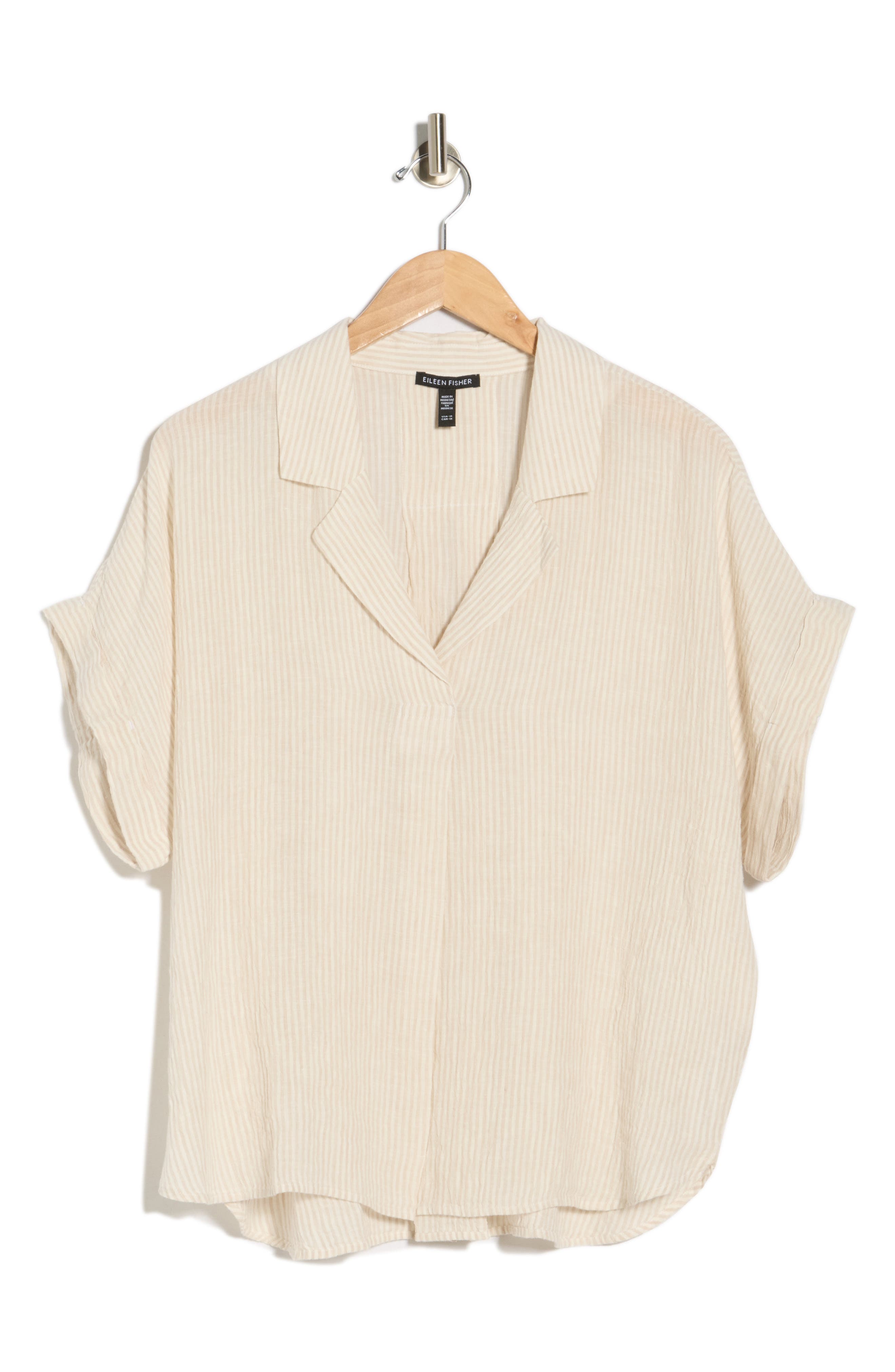 Eileen Fisher Notch Collar Organic Linen Top